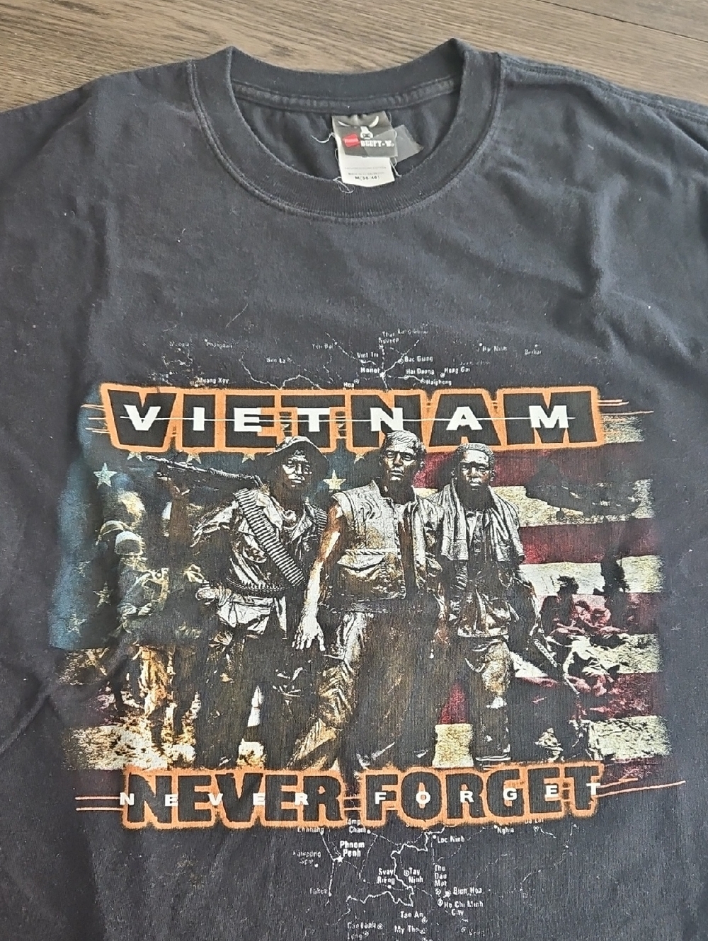 Black Vietnam Never Forget Graphic Short Sleeve Tee